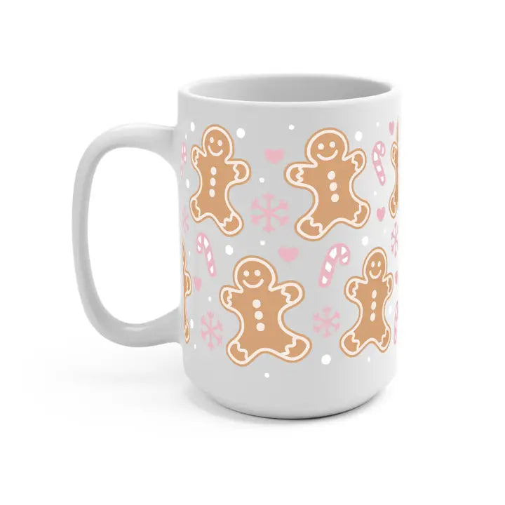 Pink Gingerbread Holiday 15oz Ceramic Mug