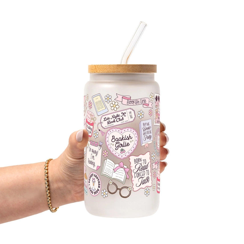 Bookish Girlie Frosted Glass 16oz Cup