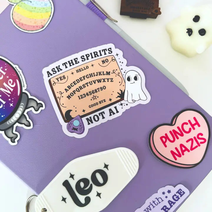 Ask the Spirits Not Ai Spooky Sticker, Anti Ai Art Sticker