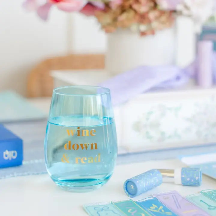 Book Club "Wine Down & Read" Wine Glass