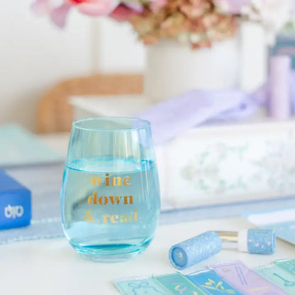 Book Club "Wine Down & Read" Wine Glass