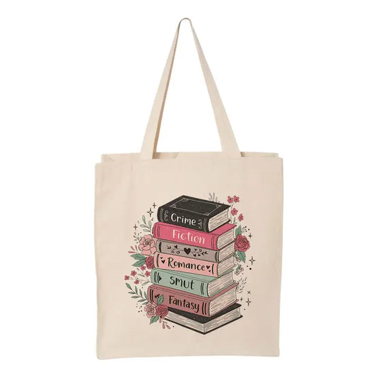 Floral Book Genre Stack Tote Bag