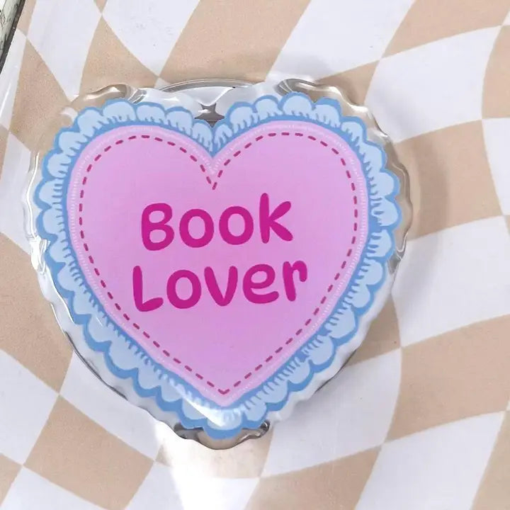 Book Lover Coquette Ruffles Heart Magnetic Ereader Phone Grip