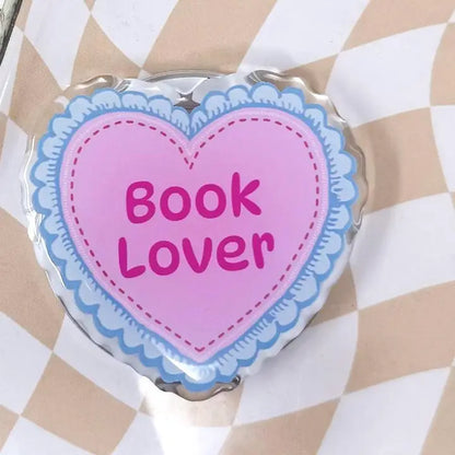 Book Lover Coquette Ruffles Heart Magnetic Ereader Phone Grip
