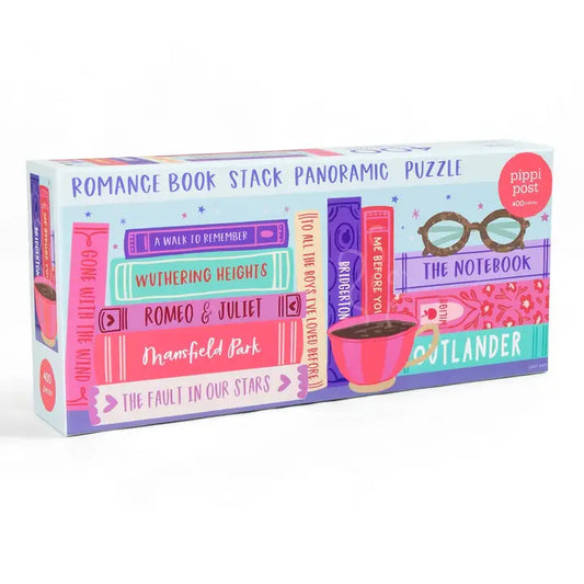 Romance Novels Bookshelf - 400 Piece Panoramic Puzzle