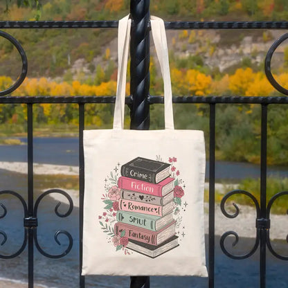 Floral Book Genre Stack Tote Bag