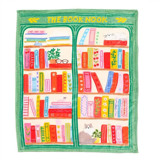 The Book Nook Reading Lover Fleece Throw Blanket