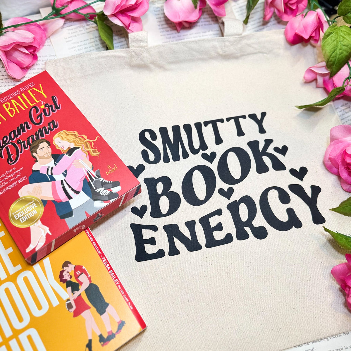 Smutty Book Energy Canvas Tote Bag Aesthetic Romance Reader Bag for Book Lovers and Spicy Romance Fans