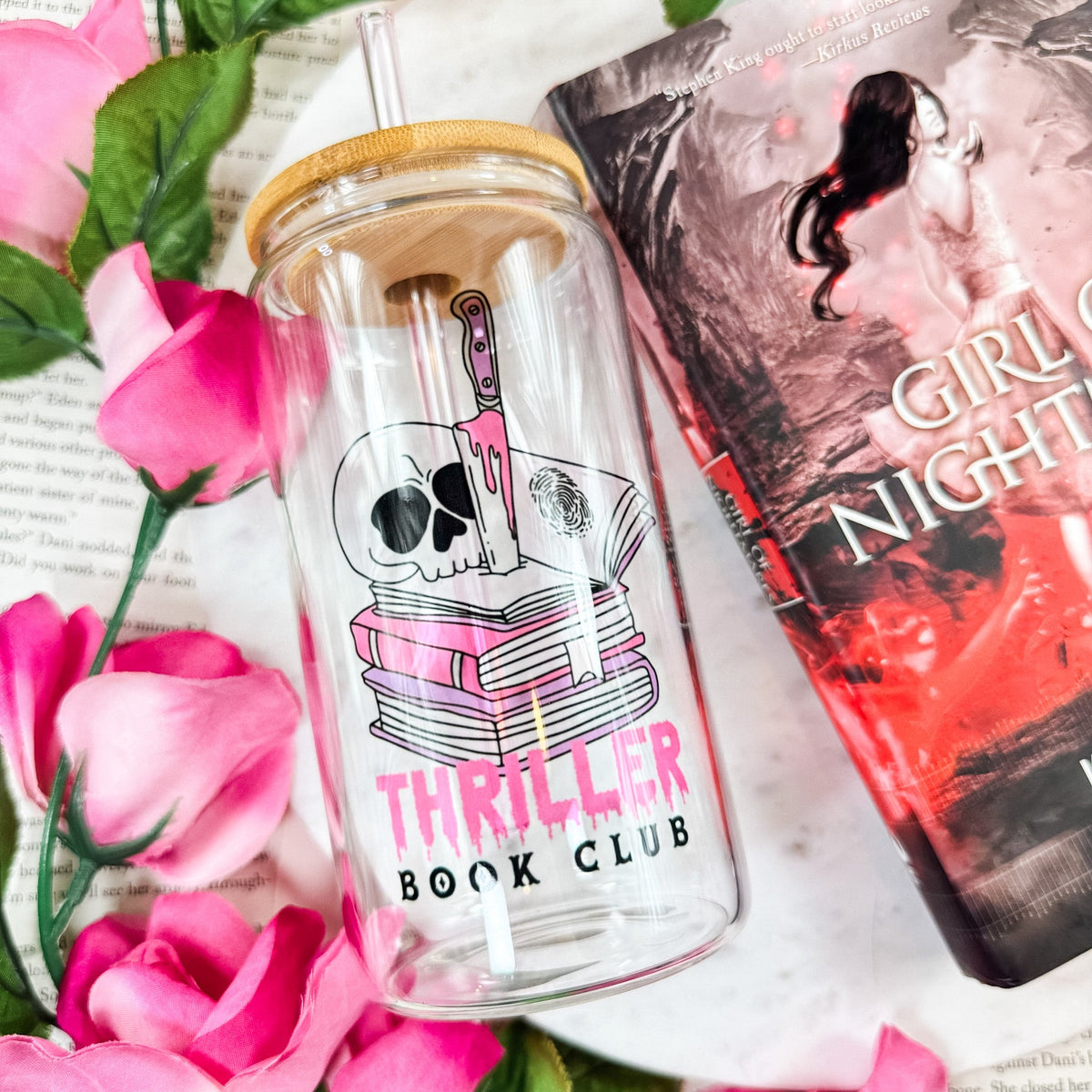 Thriller Book Club | Clear Glass Cup for Book Lovers