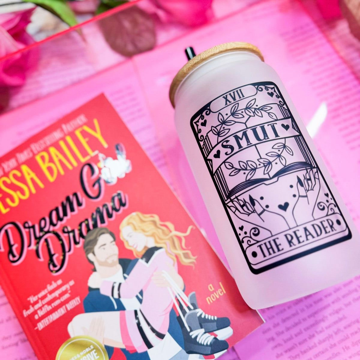 Smut Reader Tarot Card Frosted Bookish Glass Cup For Romance Readers | Spicy Book Lover Gift