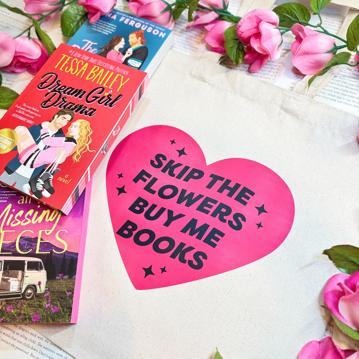 Skip the Flowers Buy Me Books Canvas Tote Bag
