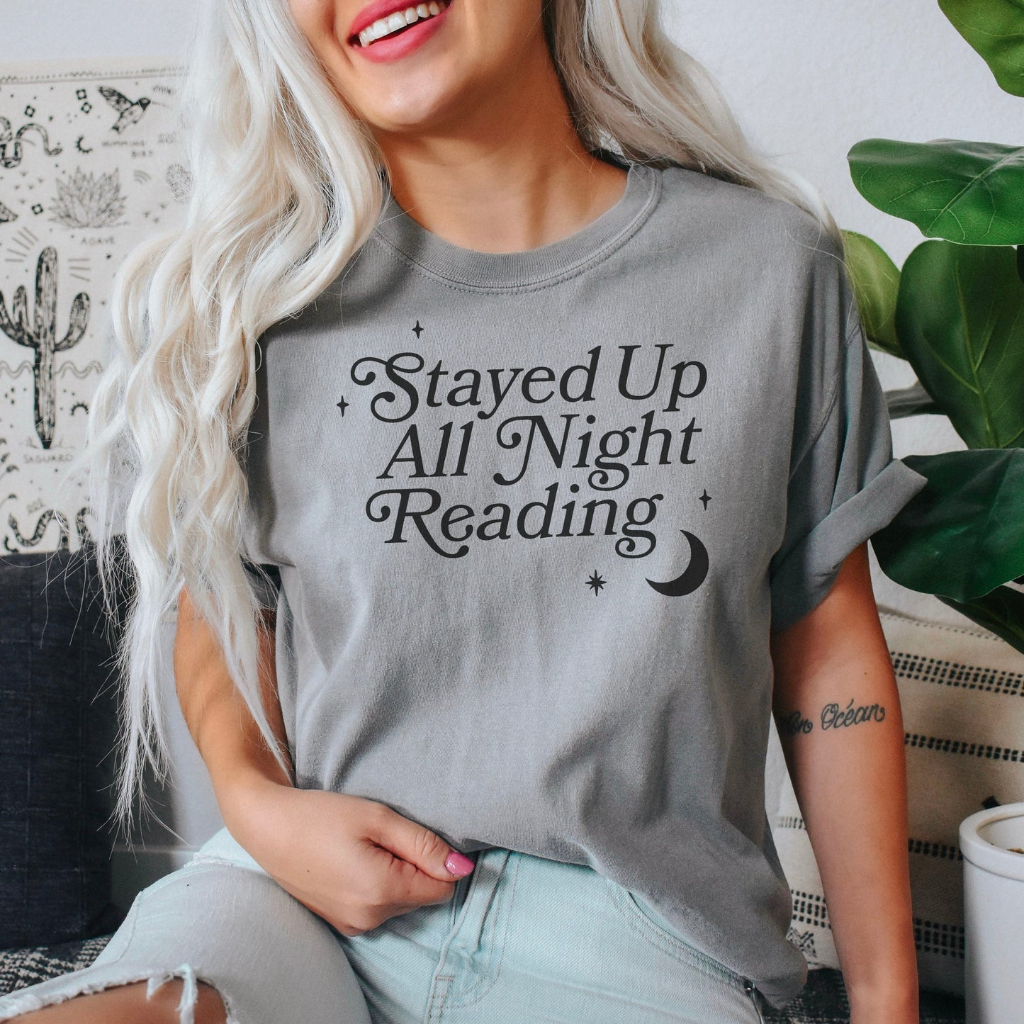 Stayed Up All Night Reading" Comfort Colors Heavyweight Shirt | Perfect for Book Lovers