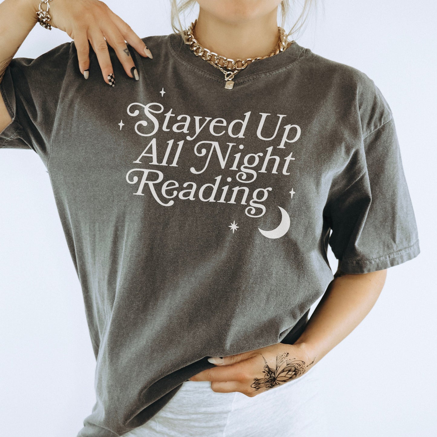 Stayed Up All Night Reading" Comfort Colors Heavyweight Shirt | Perfect for Book Lovers