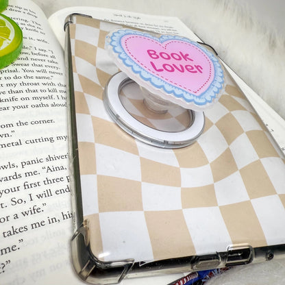 Book Lover Coquette Ruffles Heart Magnetic Ereader Phone Grip