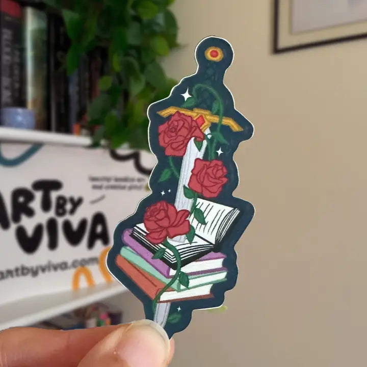 Fantasy Floral Sword Bookish Sticker