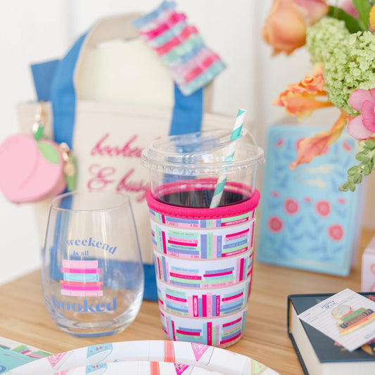 Bookshelf Print Beverage Sleeve - Medium/24oz drink