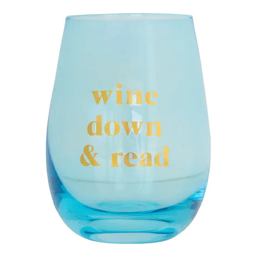 Book Club "Wine Down & Read" Wine Glass
