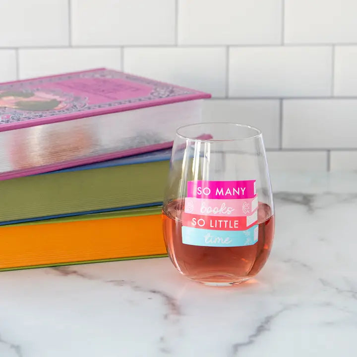Book Club "So Many Books So Little Time" Wine Glass