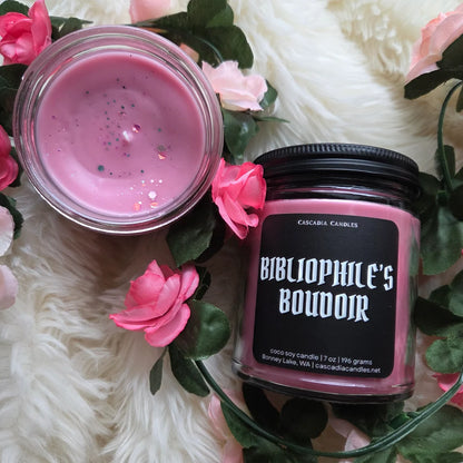 Bibliophile's Boudoir Coconut Soy Candle | Damask Rose + Mandarin + Musk